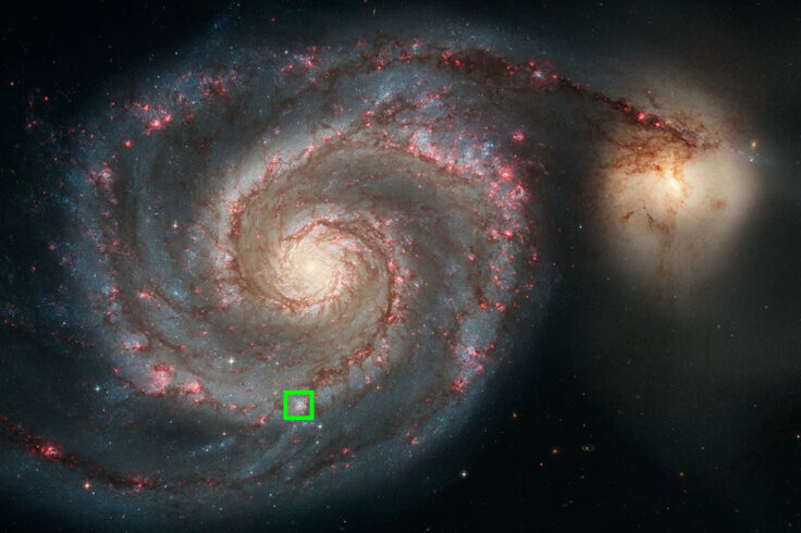M51 (Whirlpool Galaxy) with extroplanet candidate marked