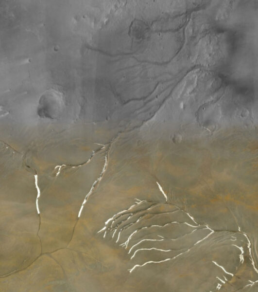 Superimposed: Mars river valley networks and Devon Island channels