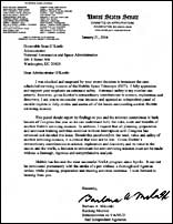 Letter from Mikulski to O'Keefe