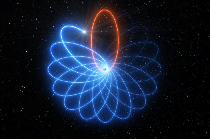star draws rosette around black hole