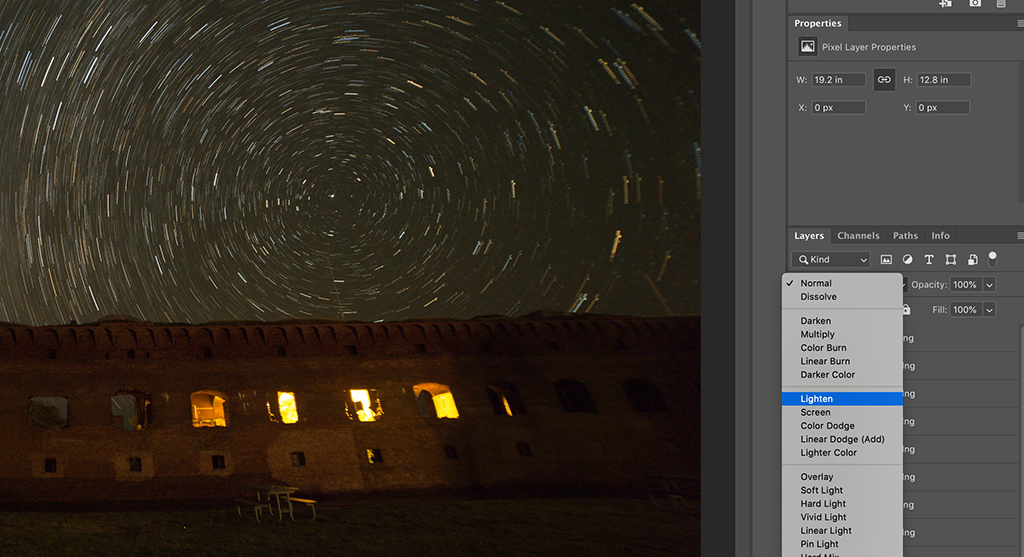 Stacking star trails