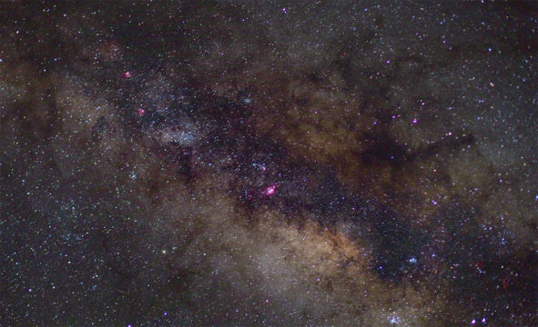 You can just pick out the emission objects in the Milky Way.