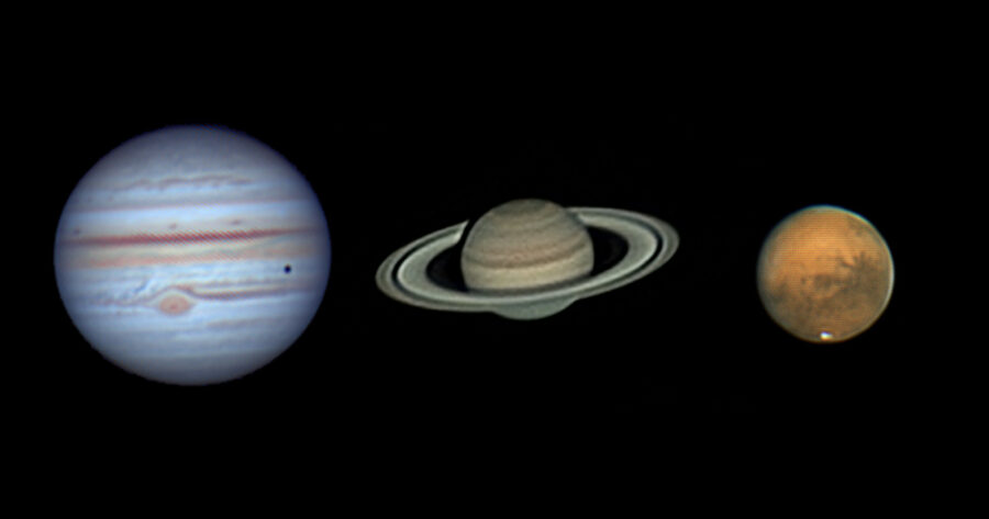 Jupiter, Saturn, and Mars