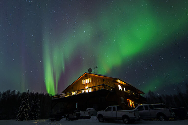 Aurora over a lodge