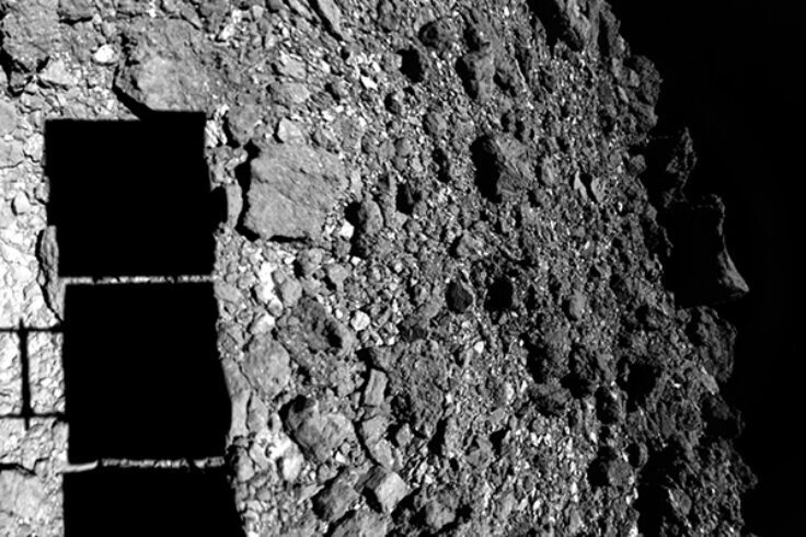 composite image of Ryugu's rubbly surface