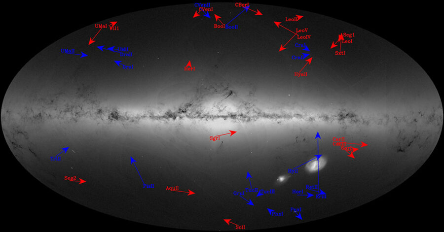 Map of satellite galaxies around the Milky Way