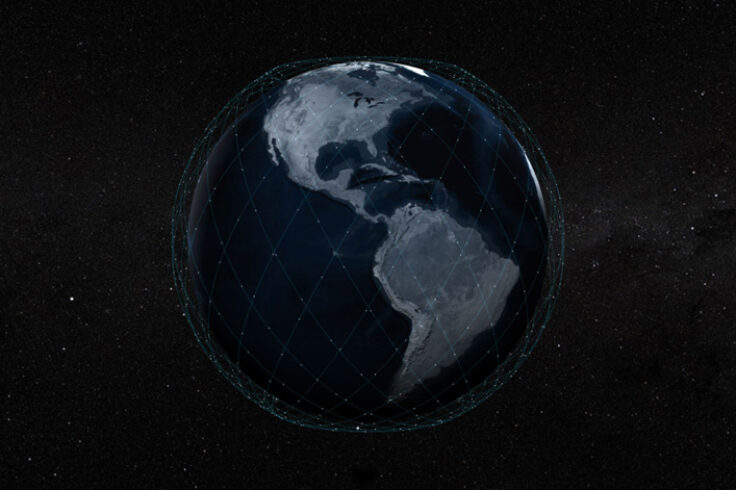 Starlink constellation around Earth