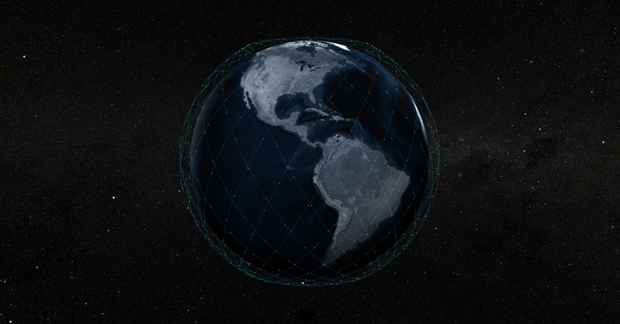 Starlink constellation around Earth