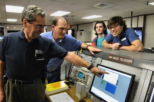 Shown here are several of the PARI team members responsible for bringing the telescope back to life.  Left to right:  Ken Steiner, Ben Goldsmith, Daniel Hill and Tim DeLisle. PARI