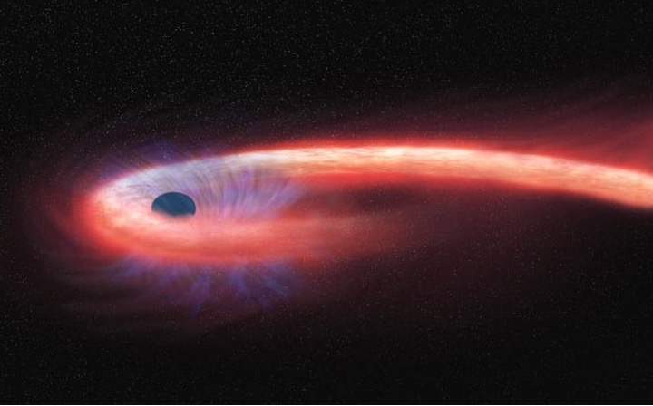 torn-apart star's innards spiral around black hole