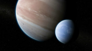 Illustration of Kepler-1625b and moon