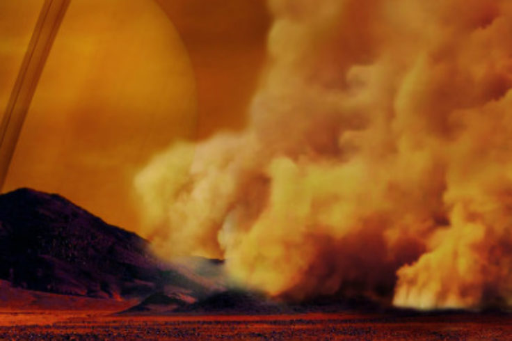 Illustration of dust storms on Titan