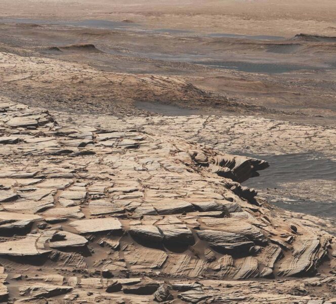 View of Gale Crater from top of pediment