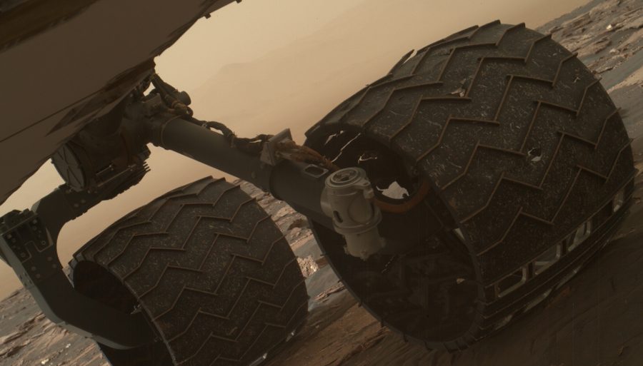 The wheels of the Mars curiosity rover